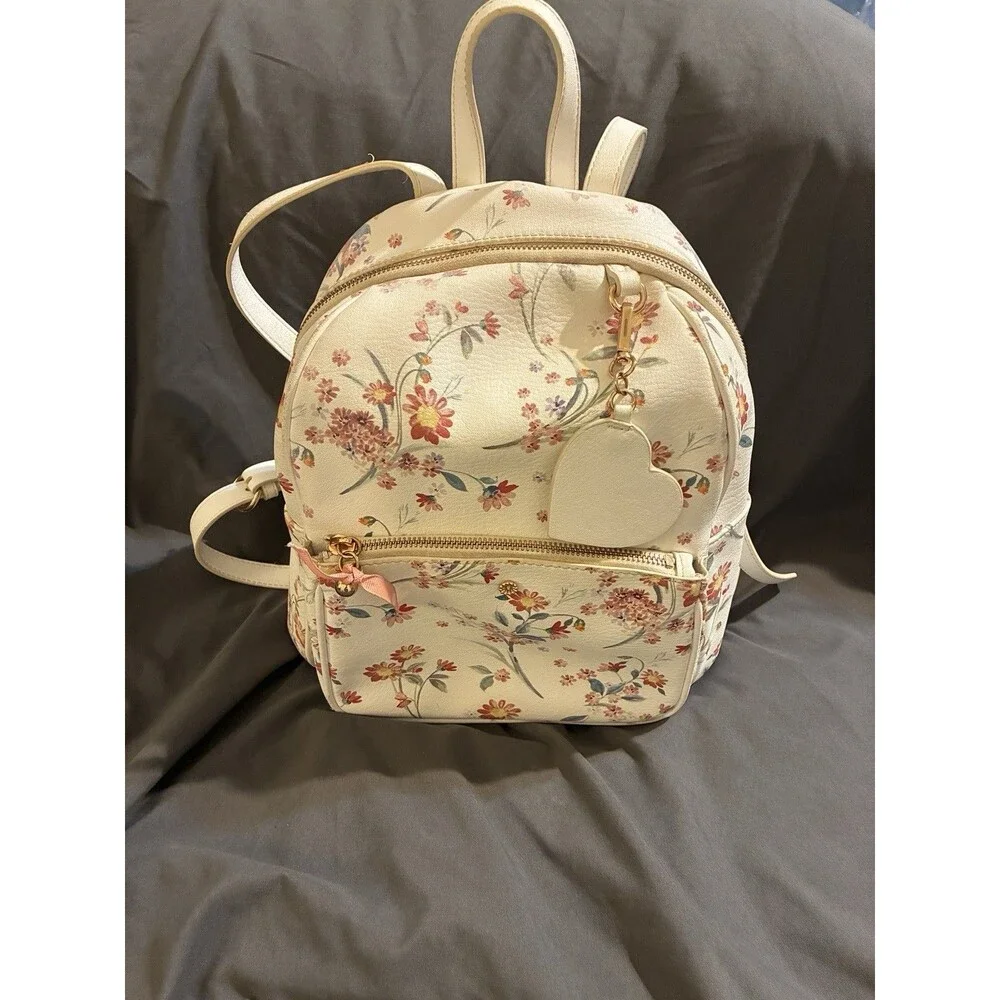 LC Lauren Conrad Lydia White Floral Backpack Bouquet Fairy Garden Coquette